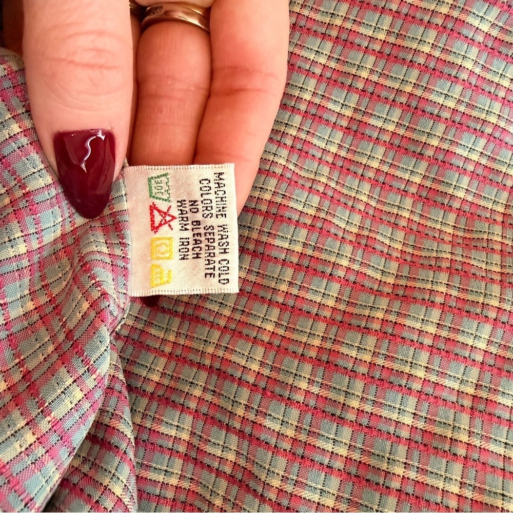 Bugatchi Uomo Men's Button Down Pink Checkered Long Sleeve Shirt Size Large - Picture 7 of 11
